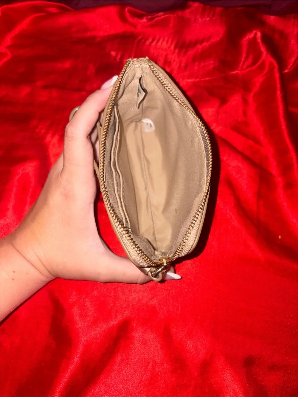 Coach Brown Signature Wristlet with Leather Center Band